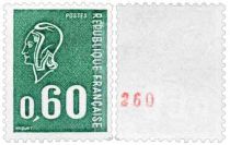 1974 - France roulette n° 65 - Marianne de Béquet - Bande de 11 - 60 c.vert (gravé)