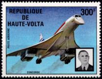 1974 - Haute Volta Timbre Poste A&eacute;rienne n&deg; 168 - Concorde - De Gaulle