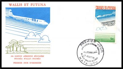 1975 - Wallis et Futuna FDC PA n� 62 - Aviation - 1ere liaison a�rienne Noum�a-Wallis-Noum�a