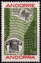 1976 - Andorre Fran&ccedil;ais Timbre n&deg; 252 - Centenaire de la premi&egrave;re liaison t&eacute;l&eacute;phonique