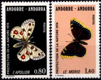 1976 - Andorre Fran&ccedil;ais Timbres n&deg; 258/259 - protectionla nature