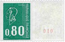 1976 - France roulette n° 67 - Marianne de Béquet - Bande de 11, 80 c. vert (gravé)