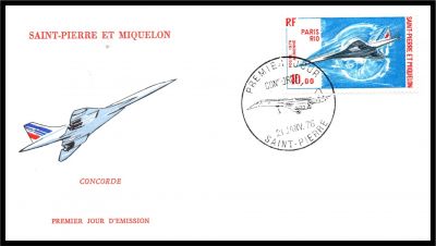 1976 - Saint Pierre et Miquelon FDC PA n� 62 - Concorde - 1er vol commercial Paris-Dakar-Rio-Dakar-Paris