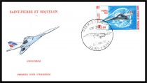1976 - Saint Pierre et Miquelon FDC PA n&deg; 62 - Concorde - 1er vol commercial Paris-Dakar-Rio-Dakar-Paris