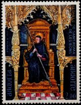 1977 - Andorre Fran&ccedil;ais Timbre n&deg; 264 - Retable de la chapelle saint-Roma