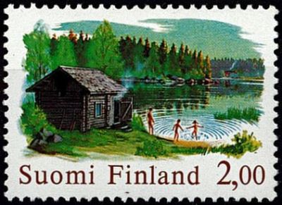 1977 - Finlande Timbre n� 775 - Vieux sauna finlandais