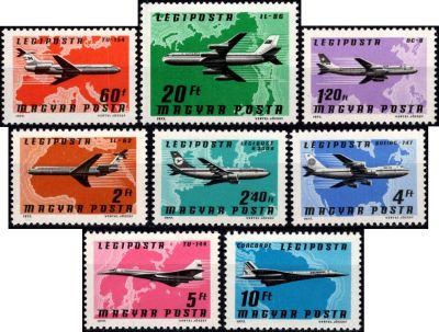 1977 - Hongrie Timbres Poste A�rienne n� 392/399 - Avions commerciaux