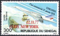 1977 - S&eacute;n&eacute;gal timbre poste-a&eacute;rienne n&deg; 159 - Concorde 1er vol commercial (surcharg&eacute; 22.11.77)