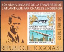 1977 - Togo Bloc n&deg; 106 - 50e anniversaire de la travers&eacute;e de l\'Atlantique par Charles Lindbergh