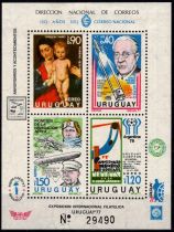 1977 - Uruguay Bloc n&deg; 34 - 150 ans de la poste nationale uruguayenne et exposition philatelique internationale Uruguay\'77