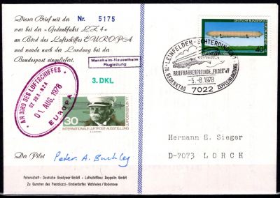 1978 - Allemagne F�d�rale Lettre n� 812 - 70e anniversaire de l�atterrissage du Zeppelin LZ 4 � Echterdingen