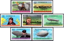 1978 - Dominique Timbres n� 551/557 - 50e anniversaire de la travers�e de l\'Atlantique Nord par Charles Lindbergh - Zeppelins