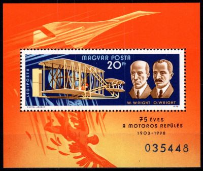 1978 - Hongrie Bloc n� 135 - Aviateurs et avion c�l�bre