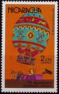 1978 - Nicaragua Timbre n� 1111 - Montgolfi�res - 75e anniversaire des freres Wright