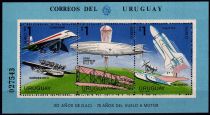 1978 - Uruguay Bloc n&deg; m38 - 30e anniv. de l\'aviation civile internationale (OACI) et 75e anniv. du 1er moteur a&eacute;rien