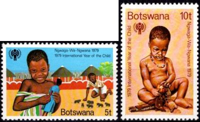 1979 - Botswana Timbres n� 389/390 - Ann�e Internationale de l\'Enfant