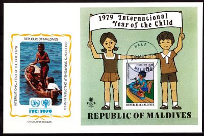 1979 - Enveloppe 1er jour Maldives BF55 - Ann�e internationale de l\'enfant