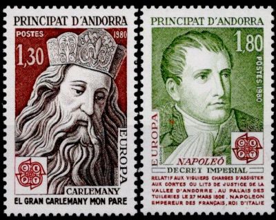 1980 - Andorre Fran�ais Timbres n� 284/285 - Personnages c�l�bres
