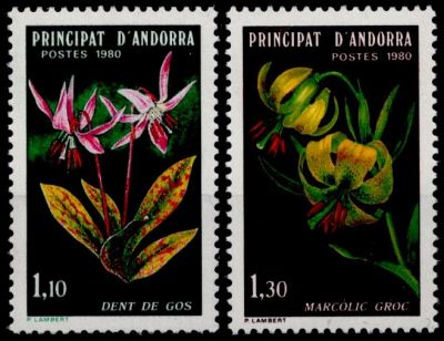 1980 - Andorre Fran�ais Timbres n� 286/287 - Fleurs des vall�es d\'Andorre