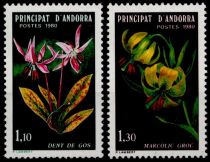 1980 - Andorre Fran&ccedil;ais Timbres n&deg; 286/287 - Fleurs des vall&eacute;es d\'Andorre