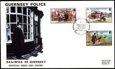 1980 - Guernesey Enveloppe 1er jour n� 201 - 60e anniversaire de la Police de l\'�le de Guernesey