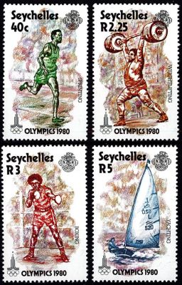 1980 - Seychelles Timbres n� 446/449 - Jeux Olympiques d\'�t� - 1980 Moscou