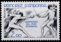 1981 - Andorre Fran&ccedil;ais Timbre n&deg; 296 - Championats du monde d\'escrime