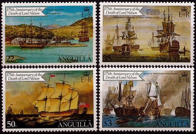 1981 - Anguilla Timbres n� 396/399 - 175e anniversaire de la mort de lord Nelson