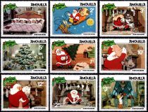 1981 - Anguilla Timbres n&deg; 416/424 - Illustrations de Walt Disney tir&eacute;es du po&egrave;me \ La nuit de No&euml;l\  de Clemet Moore