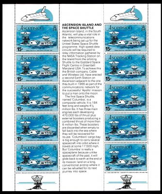 1981 - Ascension Feuille Timbres n� 276 - 2e station terrestre de l\'ile pour t�l�communications avec la Navette spatiale
