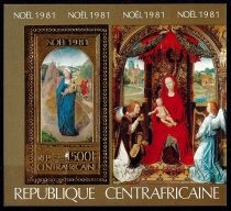 1981 - Centrafrique Bloc Feuillet m.161 - Noël, Tableaux religieux