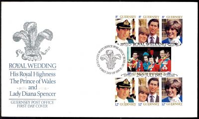 1981 - Guernesey Enveloppe 1er jour n� 220/226 - Famille Royale - Lady Diana