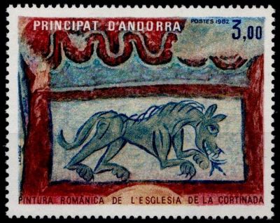 1982 - Andorre Fran�ais Timbre n� 305 - Peinture romane de l\'�glise de Cortinada