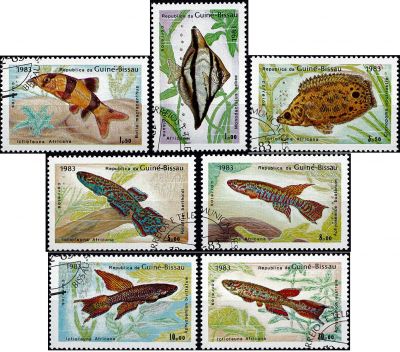 1983 -  Guin�e Bissau Timbres n� 245/251 - Poissons d\'Afrique