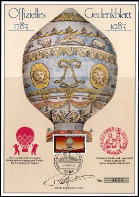 1983 - Allemagne Berlin Document Philat�lique n� 524 - Bicentenaire des premi�res ascensions de l\'homme dans l\'atmosph�re