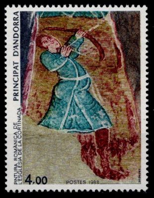 1983 - Andorre Fran�ais Timbre n� 325 - Peinture romane de l\'�glise de la Cortinada