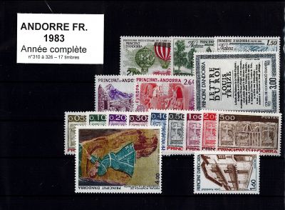 1983 - Andorre fran�ais timbres n� 310-326 - Ann�e Compl�te