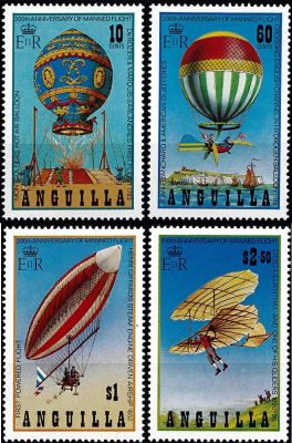 1983 - Anguilla Timbres n� 496/499 - Ballons - Bicentenaire des premi�res ascensions de l\'homme dans l\'atmosph�re