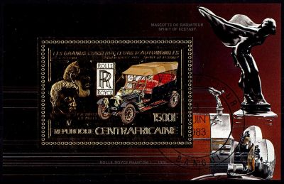 1983 - Centrafrique Bloc Feuillet PA 290 - Grands constructeurs automobiles, Rolls Royce