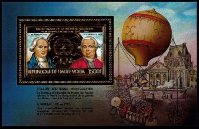 1983 - Haute Volta Bloc Feuillet m.66 - Bicentenaire 1�re ascension de l\'homme dans l\'atmosph�re, Ballons
