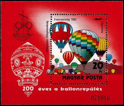 1983 - Hongrie Bloc n� 165 - Ballons - Bicentenaire de la premi�re ascension de l\'homme dans l\'espace