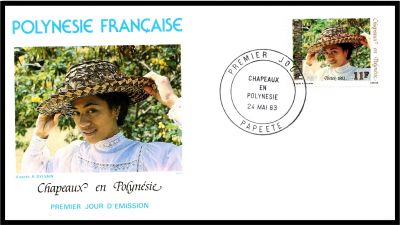 1983 - Polyn�sie 4 FDC n� 198/201 - Chapeaux en Polyn�sie (1)