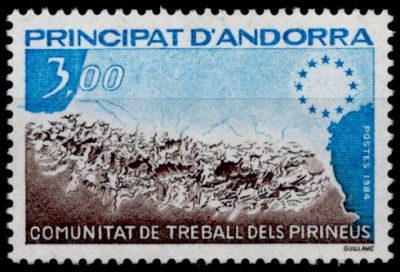 1984 - Andorre Fran�ais Timbre n� 328 - Communaut� de travail des Pyr�n�es