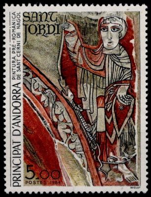1984 - Andorre Fran�ais Timbre n� 334 - Peinture pr�-romane de Sant Cerni de Nagol