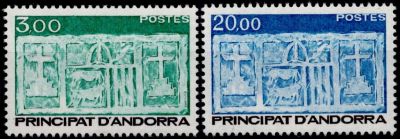 1984 - Andorre Fran�ais Timbres n� 335/336 - Type Ecu primitif des Vall�es