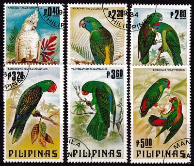1984 - Philippines n� 1348-1353 - Oiseaux - Perroquets