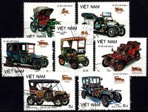 1984 - Vietnam 513/519 - Rétrospective automobile, voitures anciennes (Série complète de timbres oblitérés)