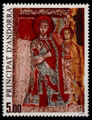 1985 - Andorre Fran�ais Timbre n� 344 - Peinture pr�-romane de Sant Cerni de Nagol