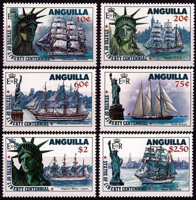 1985 - Anguilla Timbres n� 622/627 - Centenaire de l\'�rection de la Statue de la Libert�, � New York