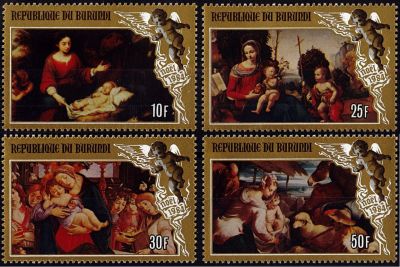 1985 - Burundi Timbres n� 908/911 - No�l - Tableaux La Vierge et l\'Enfant